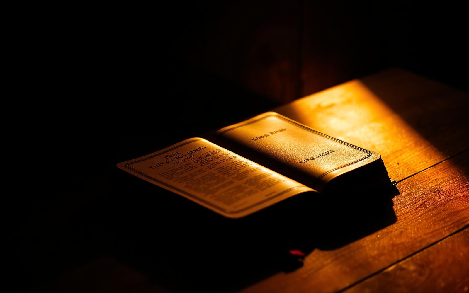 Open King James Bible in warm light