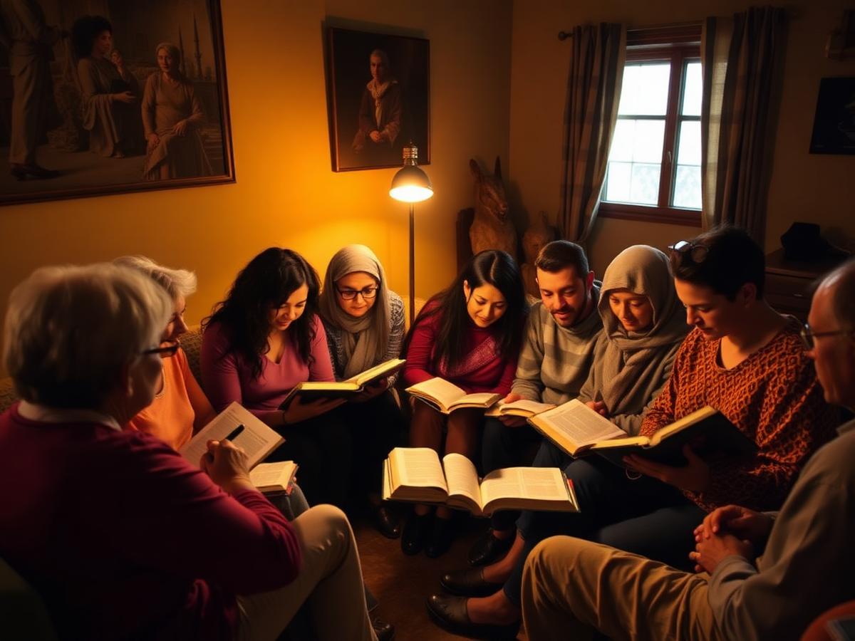 A diverse group studying the Bible together